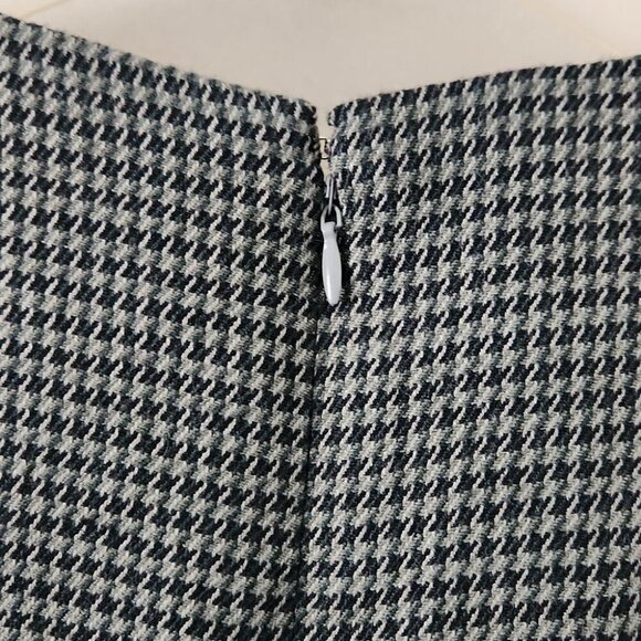 NWOT JOHNNIE-O | silk wool retro plaid dress workwear Green houndstooth Sz SMALL - Picture 3 of 7